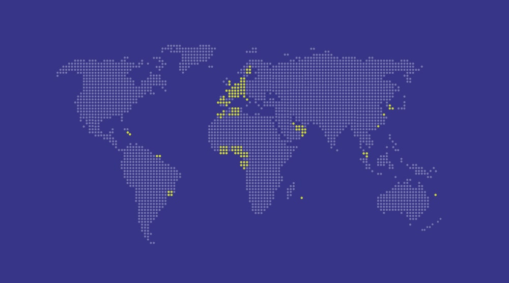 plan du monde représentant les endroits où Enence a pu travailler